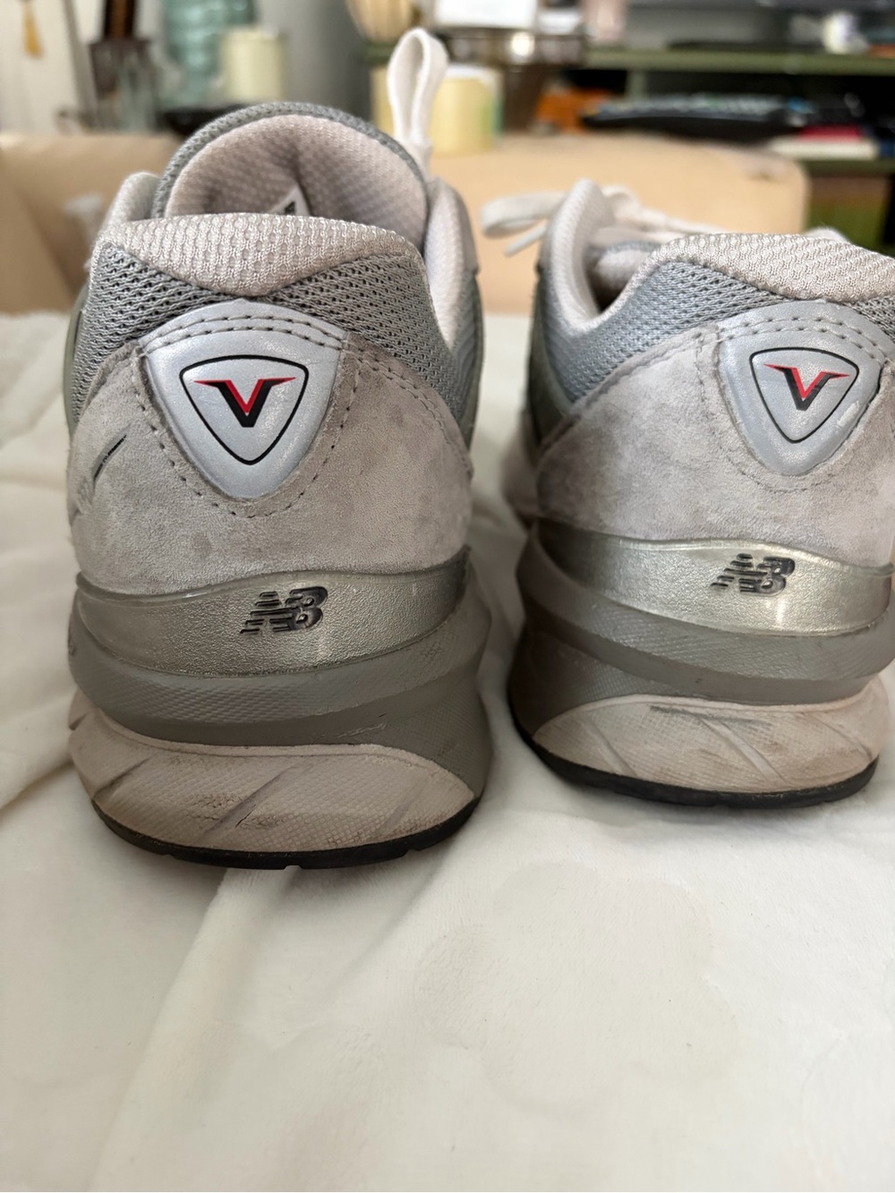 New Balance 990v5 Gray Suede and Mesh Sneakers - Picture 6 of 15
